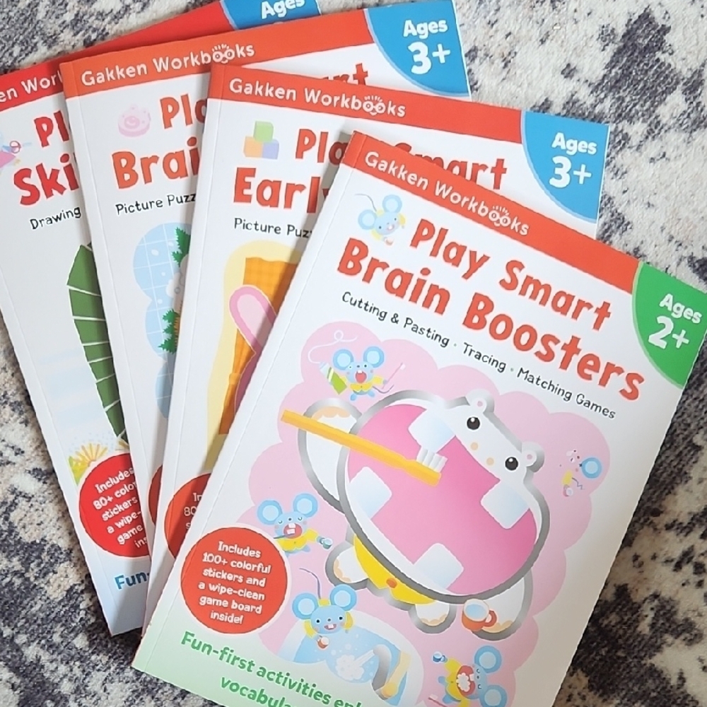 Workbooks Play Smart Brain Boosters for Kids - Red, Pink, Blue